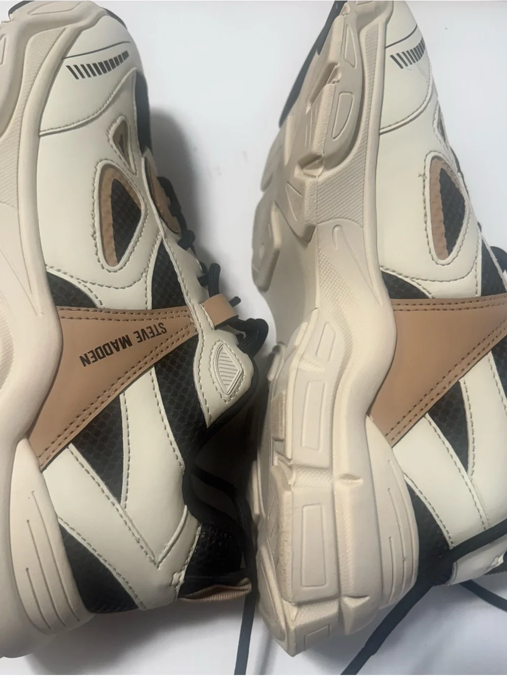 Steve Madden Women’s Black, Cream & Tan Chunky Sneakers